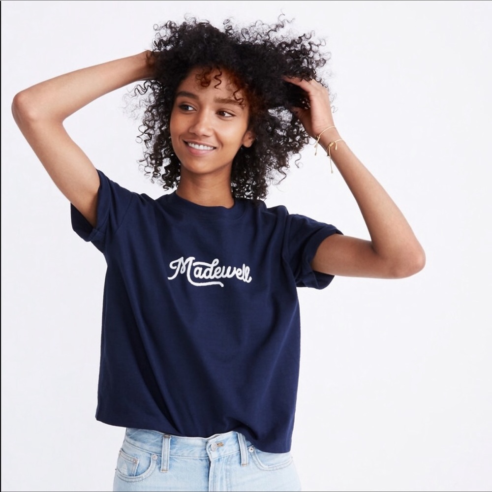 Madewell Embroidered “Madewell” Easy Crop Tee NWT - Picture 2 of 4